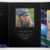 Galaxy Agate Quinceañera-foto Drieluik Uitnodiging (Binnenkant midden)