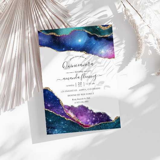 Galaxy Agate Quinceañera Kaart