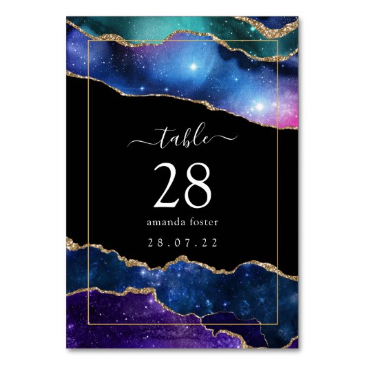 Galaxy Agate Quinceañera Table Number Kaart (Achterkant)