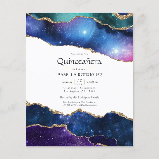 Galaxy Agate Quinceañera Uitnodiging Flyer (Voorkant)