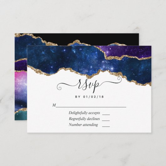 Galaxy Agate RSVP-kaart RSVP Kaartje (Voorkant / Achterkant)