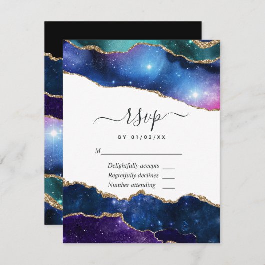 Galaxy Agate RSVP-kaart RSVP Kaartje (Voorkant / Achterkant)