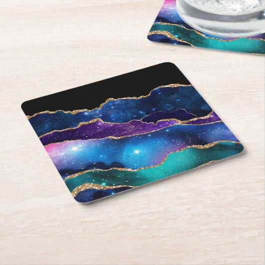 Galaxy Agate Series Design 13 Kartonnen Onderzetters (Schuin)