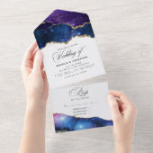 Galaxy Agate Steen Trouwen All In One Uitnodiging (Afscheurbaar)