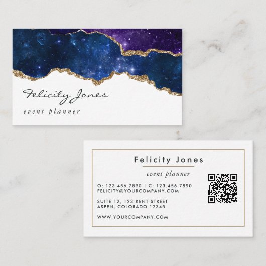 Galaxy Agate Stenen QR Code Zakelijke Kaart Visitekaartje (Voorkant / Achterkant)