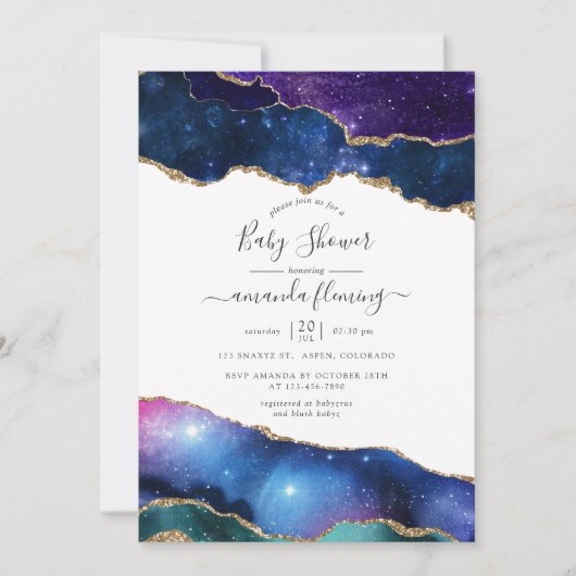 Galaxy Agate Stone Baby shower Kaart (Voorkant)