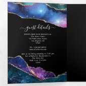 Galaxy Agate Wedding Photo Tri-Fold Invitation Drieluik Uitnodiging (Binnenzijde eerst)