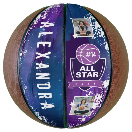 Galaxy All-Star Player Team Number & Custom Name Basketbal (Verticaal)