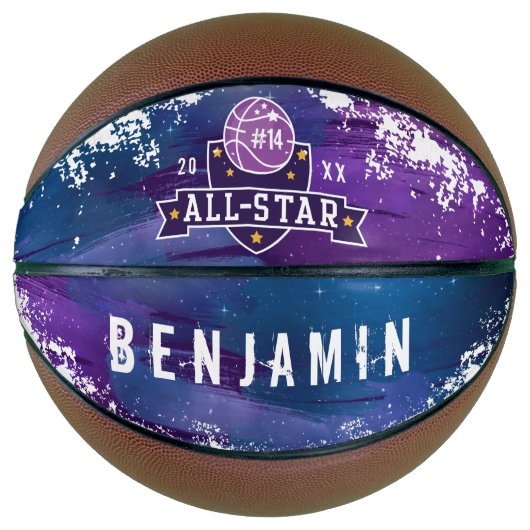 Galaxy All-Star Player Team Number & Custom Name Basketbal (Voorkant)