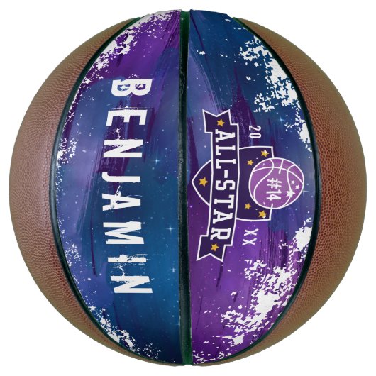 Galaxy All-Star Player Team Number & Custom Name Basketbal (Verticaal)