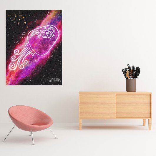 Galaxy Aquarius Personalized Zodiac Sign Wall Art Poster