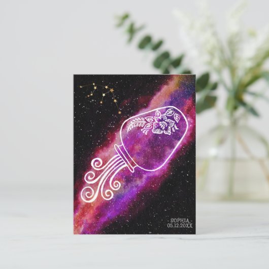 Galaxy Aquarius Specialized Zodiac Sign Briefkaart (Staand voorkant)