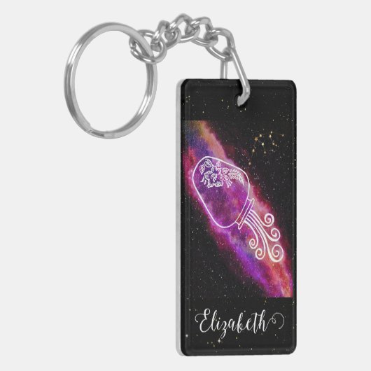 Galaxy Aquarius Zodiac Personalized Sign Sleutelhanger (Voorkant Links)