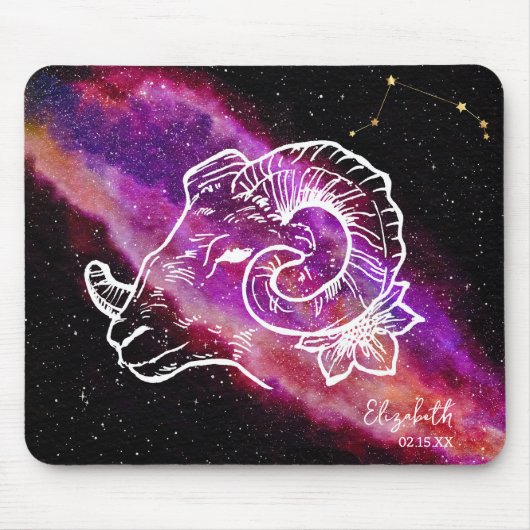 Galaxy Aries Constellation Name Zodiac Sign Muismat (Voorkant)