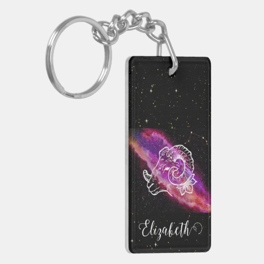 Galaxy Aries Zodiac Constellation Sign Sleutelhanger (Voorkant Links)