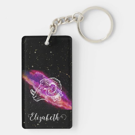 Galaxy Aries Zodiac Constellation Sign Sleutelhanger (achterkant)