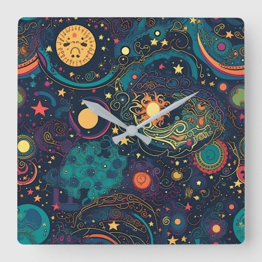 Galaxy Art Wall Clock Vierkante Klok (Voorkant)