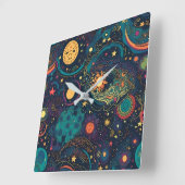 Galaxy Art Wall Clock Vierkante Klok (Hoek)