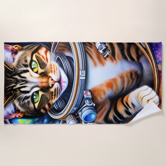 Galaxy Astronaut Cat Strandlaken (Voorkant)