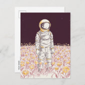 Galaxy Astronaut Space Explorer bloemenveld Briefkaart (Voorkant / Achterkant)