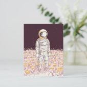 Galaxy Astronaut Space Explorer bloemenveld Briefkaart (Staand voorkant)