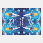 Galaxy Astronaut Space Shuttle Rocketship Verjaard Inpakpapier Vel (Voorkant)