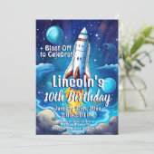 Galaxy Astronaut Space Shuttle Rocketship Verjaard Kaart (Staand voorkant)