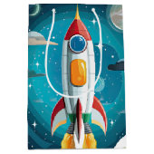 Galaxy Astronaut Space Shuttle Rocketship Verjaard Medium Cadeauzakje (Voorkant)