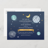 Galaxy Baby shower Invitati Waterverf Uitnodiging Briefkaart (Voorkant / Achterkant)