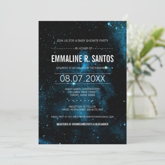Galaxy Baby shower Invite Kaart (Staand voorkant)