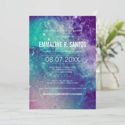 Galaxy Baby shower Invite Kaart (Staand voorkant)