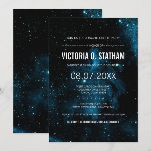 Galaxy Bachelorette Party Invite Kaart (Voorkant / Achterkant)