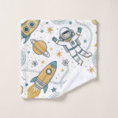Galaxy Bath Towel Rockets & Planets in Soft Hues Bad Handdoek (Wasdoekje)