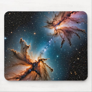 Galaxy bekeken door gloeiende kosmische schemering muismat