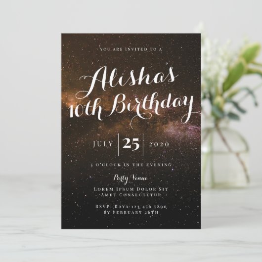 Galaxy Birthday Invitation Kaart (Staand voorkant)
