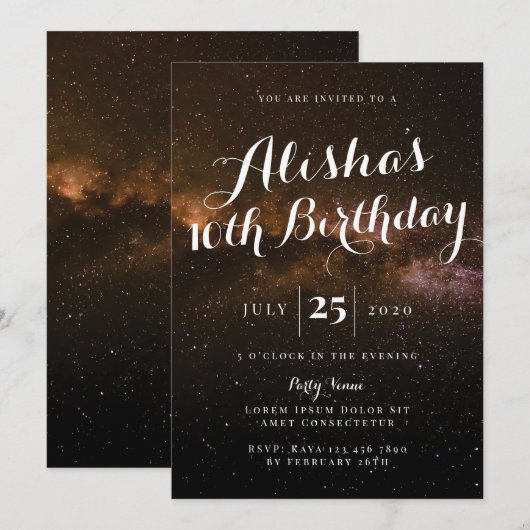 Galaxy Birthday Invitation Kaart (Voorkant / Achterkant)