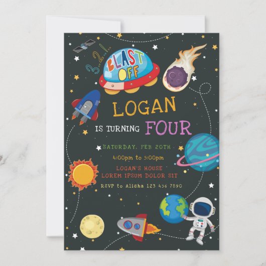 Galaxy Birthday Invitation Kaart (Voorkant)