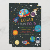 Galaxy Birthday Invitation Kaart (Voorkant / Achterkant)