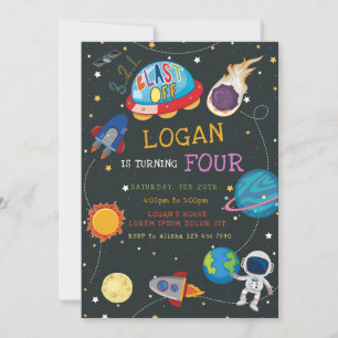 Galaxy Birthday Invitation Kaart