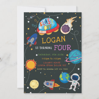 Galaxy Birthday Invitation Kaart