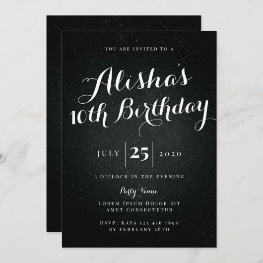 Galaxy Birthday Invitation Kaart (Voorkant / Achterkant)