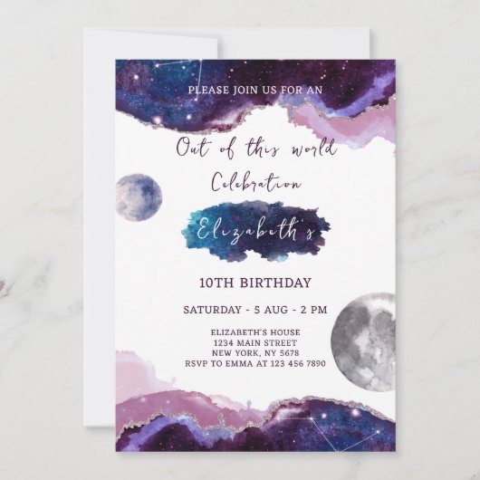 Galaxy Birthday Invitation Kaart (Voorkant)