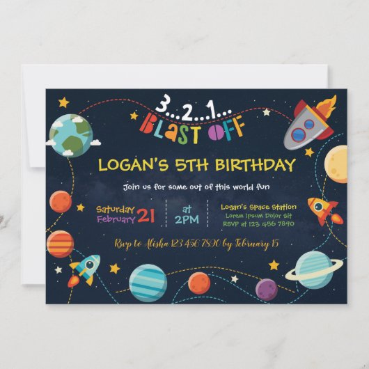 Galaxy Birthday Invitation Kaart (Voorkant)