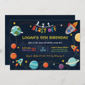 Galaxy Birthday Invitation Kaart (Voorkant / Achterkant)