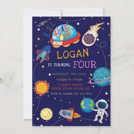 Galaxy Birthday Invitation Kaart (Voorkant)