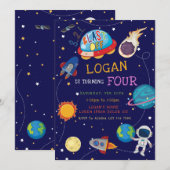Galaxy Birthday Invitation Kaart (Voorkant / Achterkant)