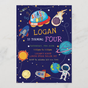 Galaxy Birthday Invitation Kaart