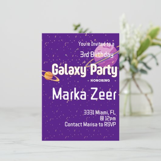 Galaxy Birthday Invitation Kaart (Staand voorkant)