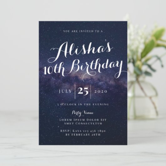 Galaxy Birthday Invitation Kaart (Staand voorkant)