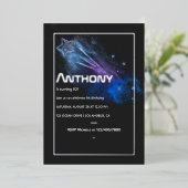 Galaxy Birthday Party Folie Uitnodiging (Staand Voorkant)